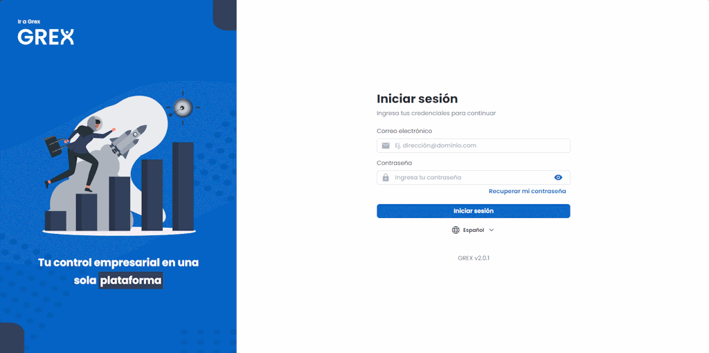 Pantalla de inicio de sesión